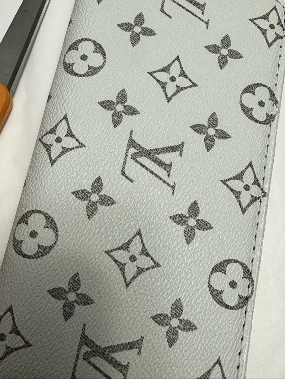 Inspired White and Gray Monogram Zip Wallet